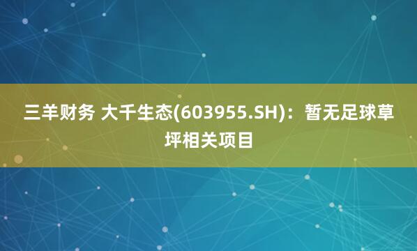 三羊财务 大千生态(603955.SH)：暂无足球草坪相关项目