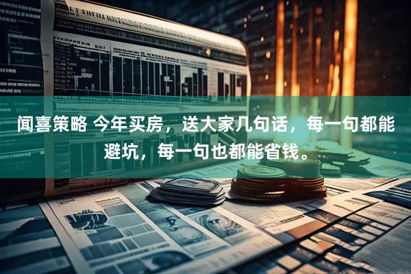 闻喜策略 今年买房，送大家几句话，每一句都能避坑，每一句也都能省钱。