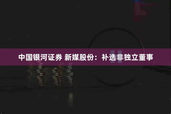 中国银河证券 新媒股份：补选非独立董事