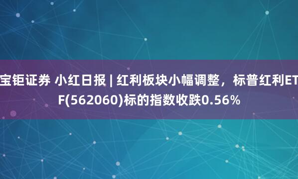 宝钜证券 小红日报 | 红利板块小幅调整，标普红利ETF(562060)标的指数收跌0.56%